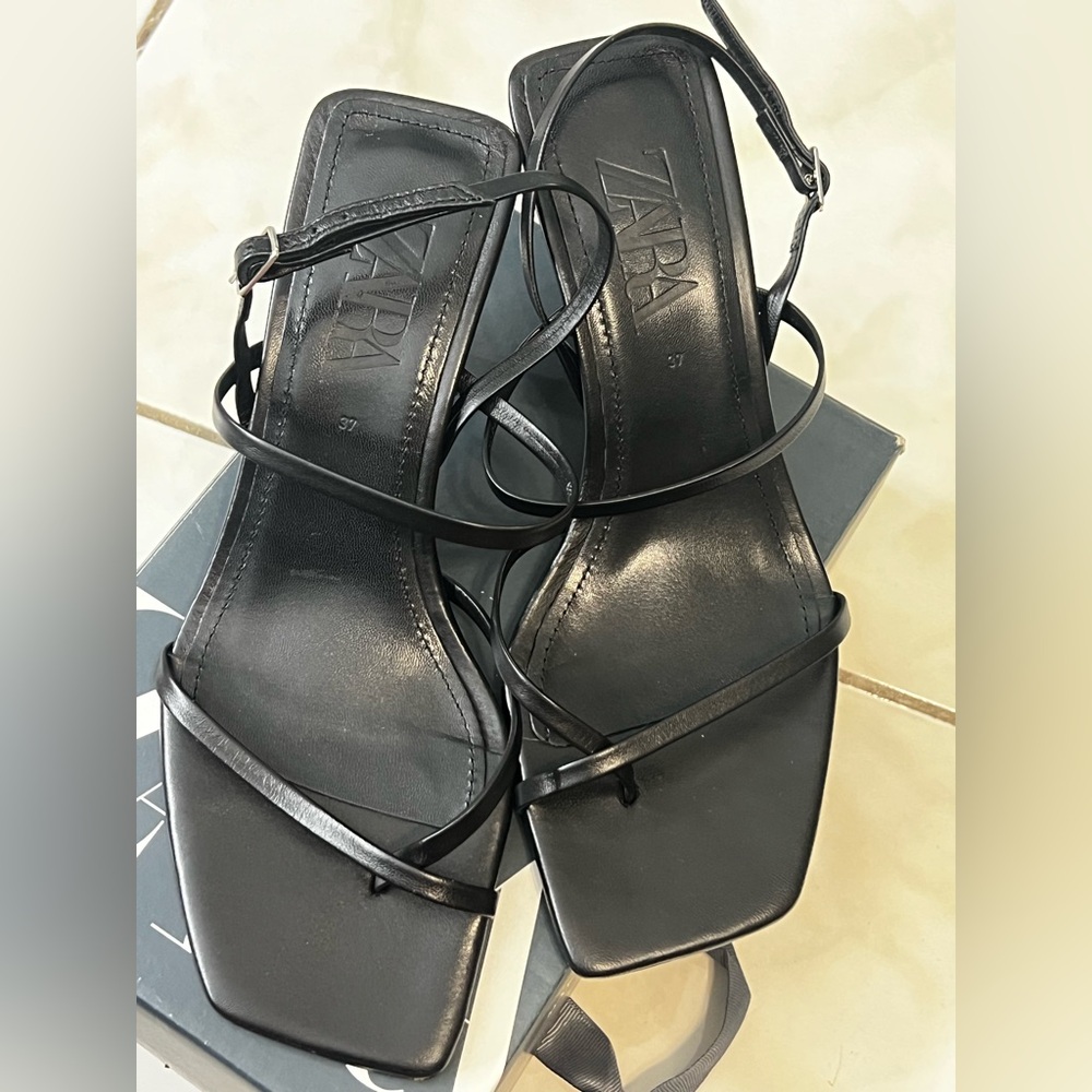 Zara Elegant Black Strappy Heels